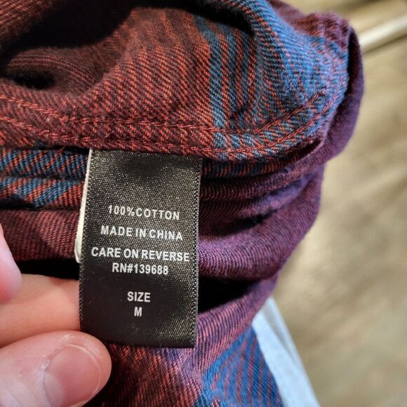 Ocean Current Cotton Flannel Long Sleeve Button Up Shirt Men's Size Medium - Picture 6 of 6